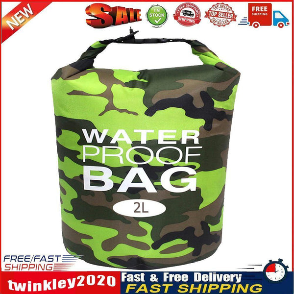 Waterproof Swimming Bag Camouflage Outdoor Camping Dry Sack (2L Green) Newly