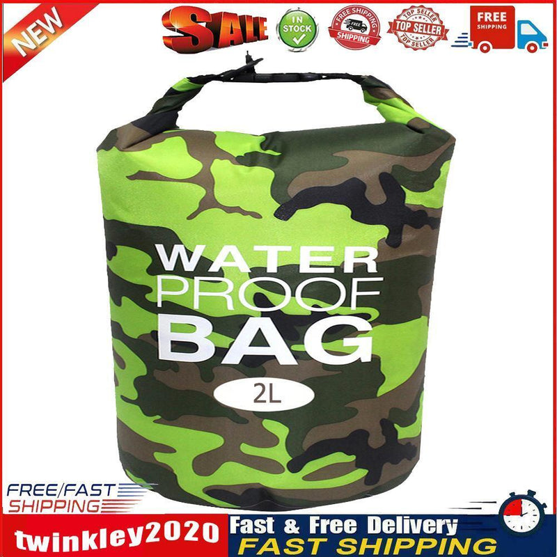 Waterproof Swimming Bag Camouflage Outdoor Camping Dry Sack (2L Green) Newly