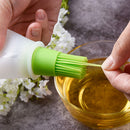 Silicone Oil Bottle with BBQ Grill Oil Brush Baking Kitchen Tools (Green)