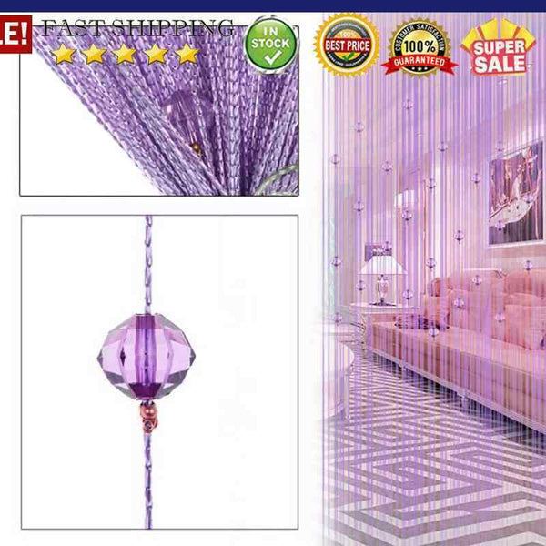 Decorative String Curtain Beads Wall Panel Fringe Room Door Window purple