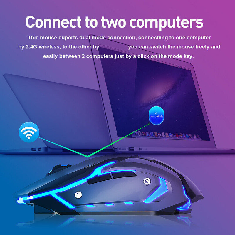 G859 6 Buttons Luminous Wireless Mouse Computer PC 2400dpi Ergonomic Gaming Mice