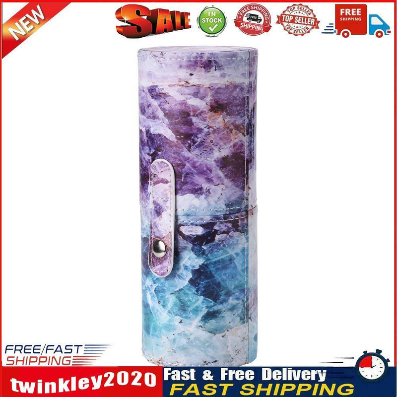 Portable PU Leather Makeup Storage Holder Cosmetic Brush Pen Cup Box (D) Newly