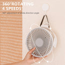 4000mAh Camping Fan with LED Lights 4 Speeds Portable with Hanging (White)