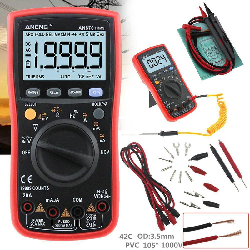 ANENG AN870 19999 COUNTS True-RMS Auto Range Digital Multimeter Newly