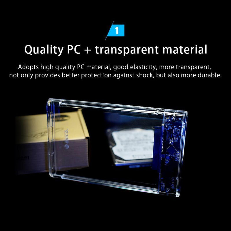 ORICO 2.5in SATA USB3.0 HDD External Hard Drive Enclosure Tool Free Case