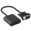 VGA to HDMI-compatible Adapter Cable 1080P Analog to Digital Audio Converter(Bla