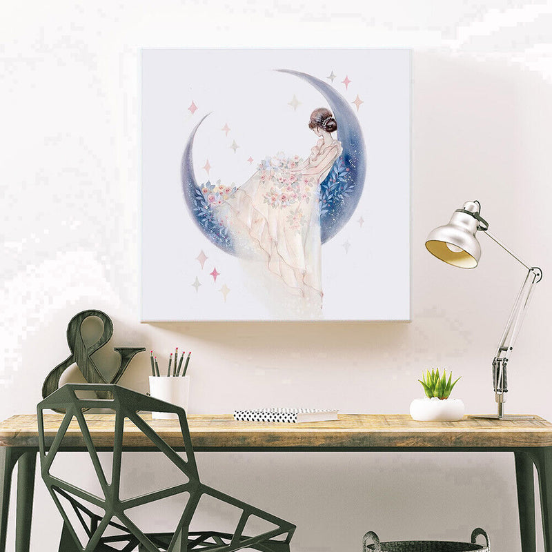 DIY Cartoon Girl Mosaic Drawing Home Decor Round Drill Diamond Painting Kit