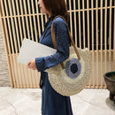 Female Summer Round Rattan Woven Bag Straw Handmade Messenger Shoulder Tote Bags