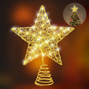 Christmas Tree Topper Star Ornaments with LED Fairy String Lights Xmas Decor