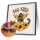 Full Drill Round Diamond Painting Sunflower Bee Mosaic Drawing Picture Decor Kit