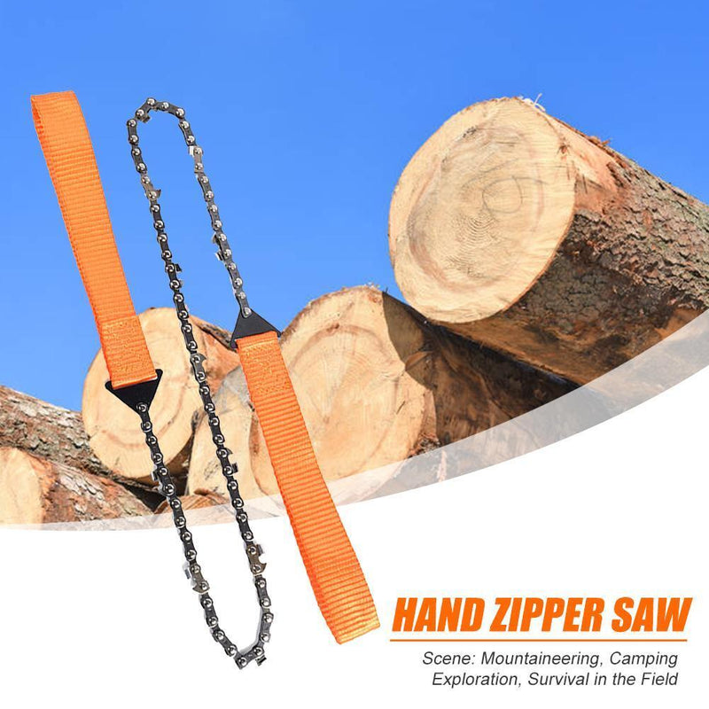 Outdoor Camping Orange Braided Handle Hand Zipper Saw Survival Equipment