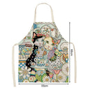 Kitchen Linen Apron Flower Cats Print Home Restaurant Cooking Baking Bib