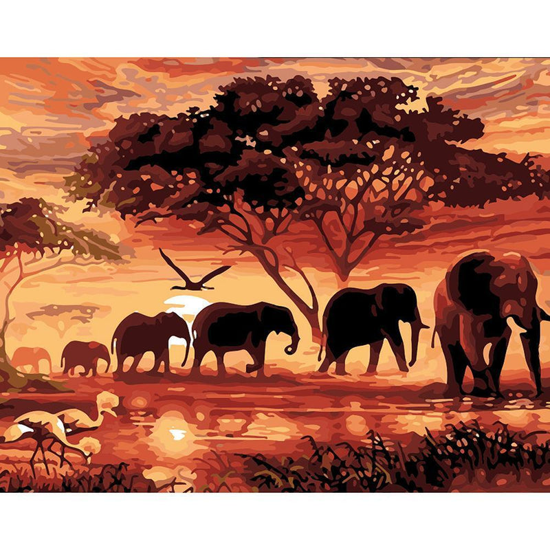 DIY-5D Diamond Painting Animal Worlds Cross Stitch Kits Embroidery Round Diamonds W