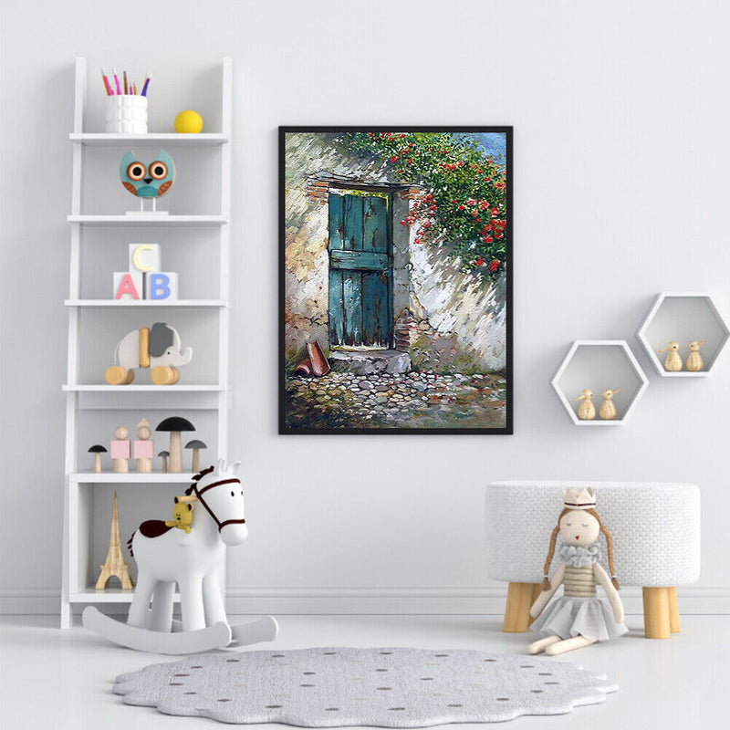 Oil Paint By Numbers Door Wall Flower Frameless Picture Craft Kit for Bedroom