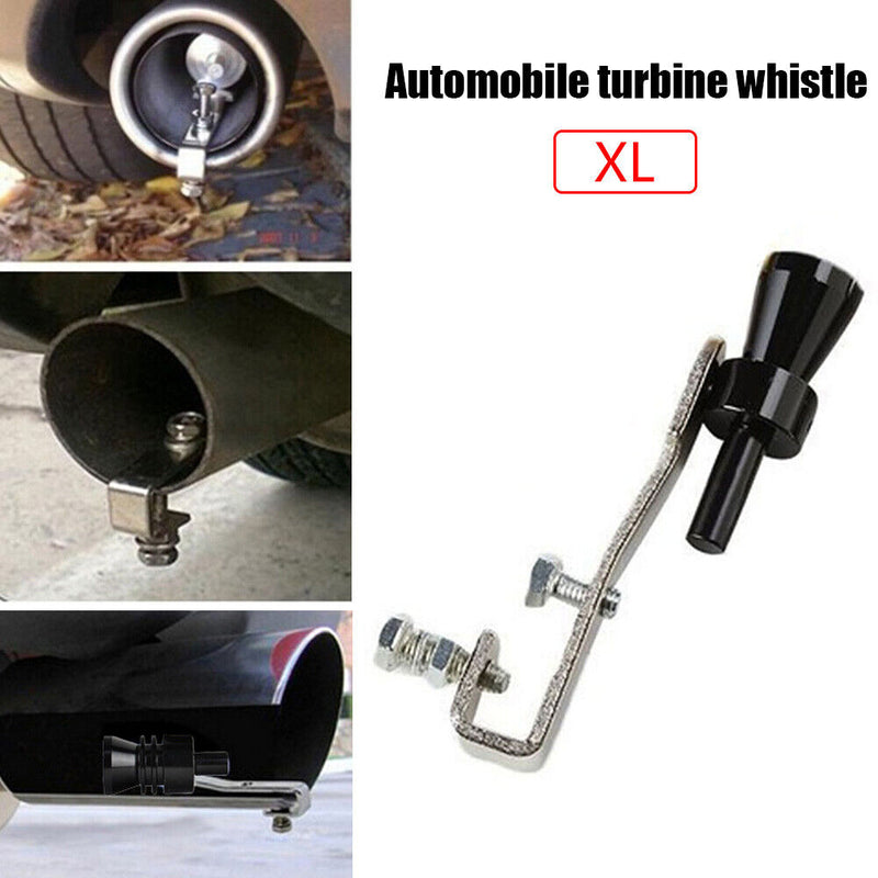 Car Motorcycle Exhaust Tip Whistler Turbo Sound Simulator Blow Off Valve Black