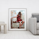 DIY Digital Picture Red Skirt Girl Oil Painting By Numbers Acrylic Craft Kit