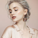 Retro Cow Print Leather Drop Dangle Earrings West Cowboy Ear Hook Jewelry