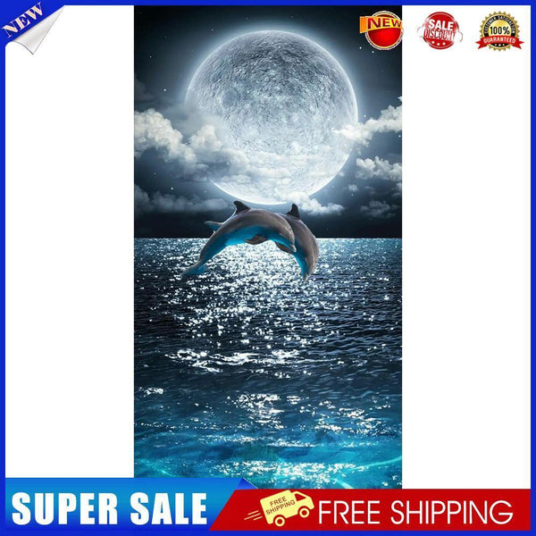 Dolphin Moon Oil Paint By Numbers DIY Handpainted on Canvas Wall Pictures