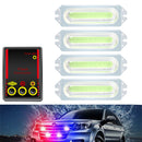 12V 1 to 4 COB LED Car Motorcycle Strobe Light Grill Flashing Lamp (Blue) Newly