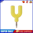 3.5mm Extension Earphone Audio Splitter 1 Male to 2 Female Adapter (Yellow)