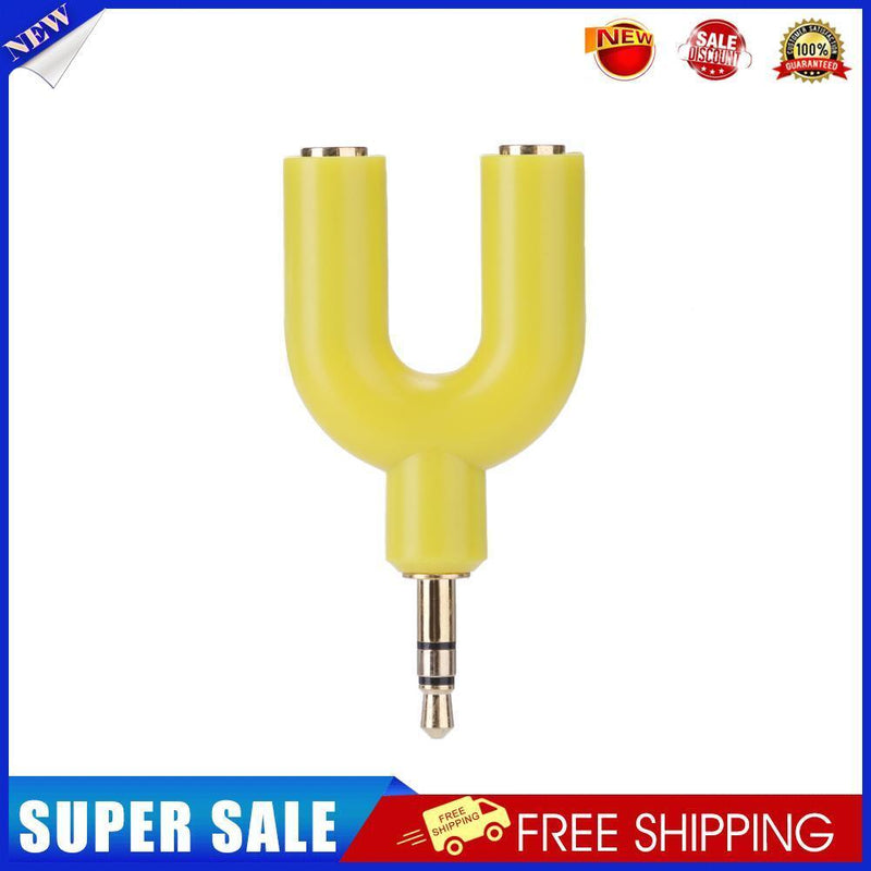 3.5mm Extension Earphone Audio Splitter 1 Male to 2 Female Adapter (Yellow)