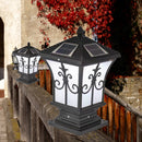 LED Solar Retro Lantern Pillar Light Outdoor Column Lamp Garden Fence Decor