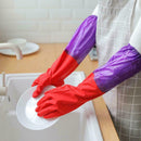 1 Pair Latex Plush Washing Cleaning Gloves Warmer Long Waterproof Household M7K4
