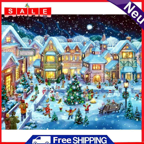 DIY Digital Picture Art Christmas Snow Scene Painting By Numbers Set Handicraft