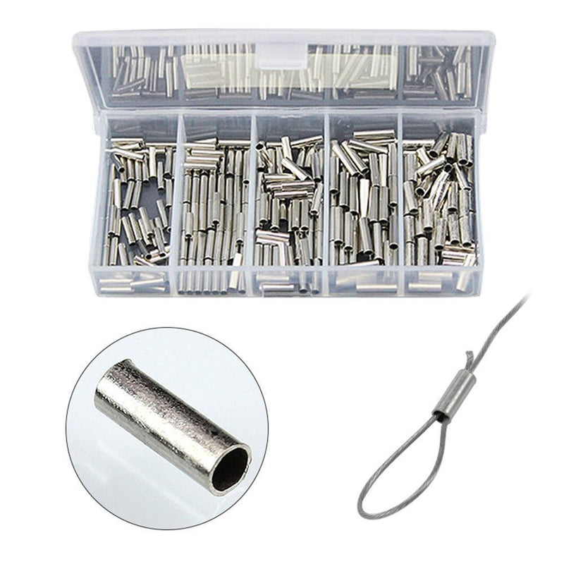 5 Size Single Barrel Crimping Sleeves Fishing Line Wire Leader Copper Tubes