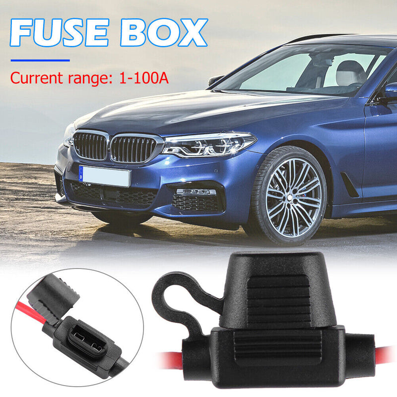 Mini In-Line Car Blade Fuse Holder 0.5ft 18AWG Wire with Waterproof Cover Newly