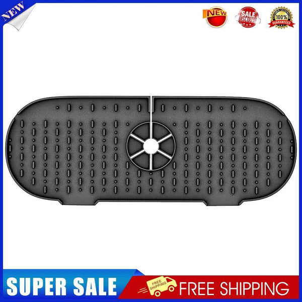 Silicone Kitchen Faucet Absorbent Mat Sink Splash Catcher (Black 37cm)