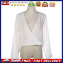 Women Blouses Sexy Deep V-neck Chiffon Long-sleeved Blouse White L