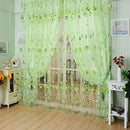 2pcs Tulip Flower Yarn Sheer Window Curtain Scarf Drapes(Orange)