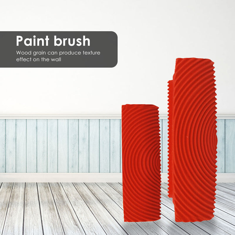 2pcs Rubber Imitation Wood Grain Paint Texture Roller Brush Wall Painting Sets