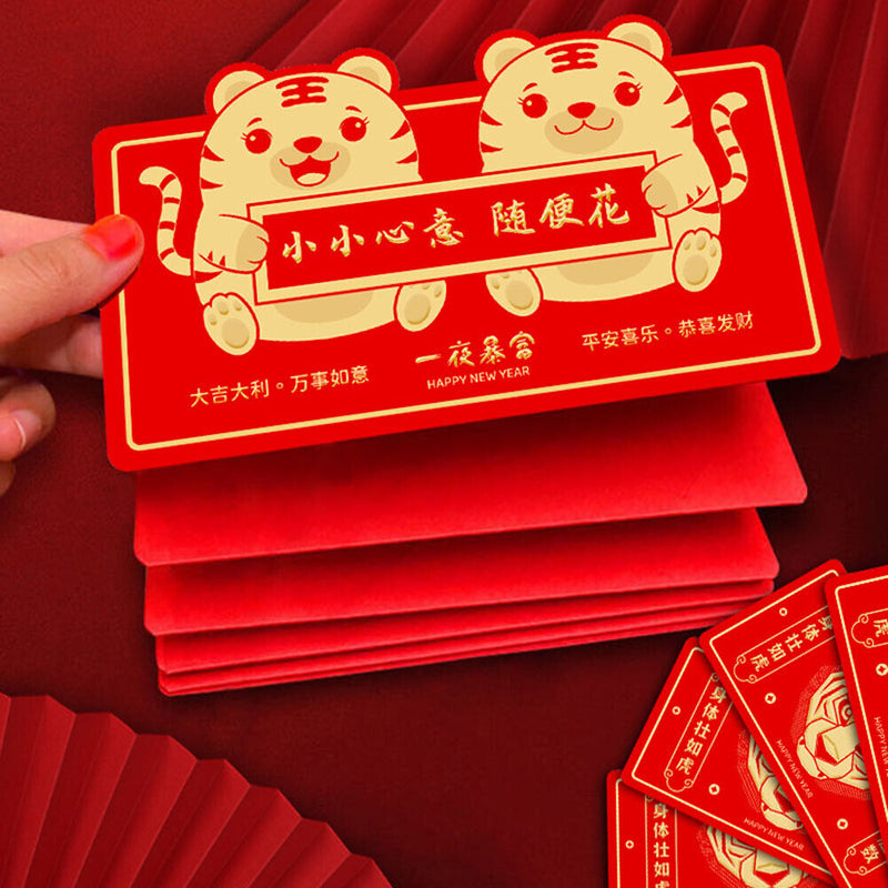 Year of The Tiger Red Pocket Folding Red Envelope Money Packet Bags (B) Newly