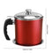 Stainless Steel Grease Strainer Container Oil Pot with Lid Can (Red)