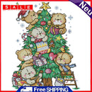Christmas Bear Printed Cross Stitch Canvas Embroidery 11CT DIY Cartoon Handmade
