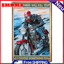 Metal Sign Ride a Motorcycle Iron Painting Poster High Temperature Resistant