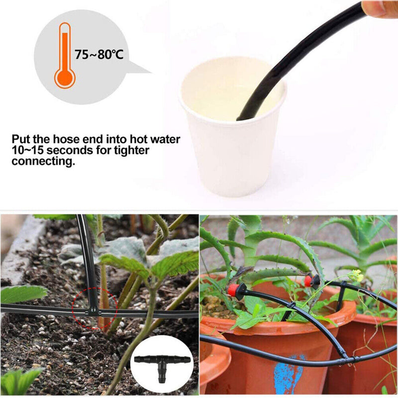 200x Drip Irrigation Barbed Connectors Watering System Fittings Kit for 4/7 Pants