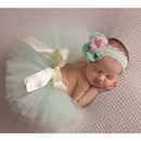 2pcs/set Baby Flower Hairband Bowknot Tutu Skirt Girls Photo Props (0-1M)