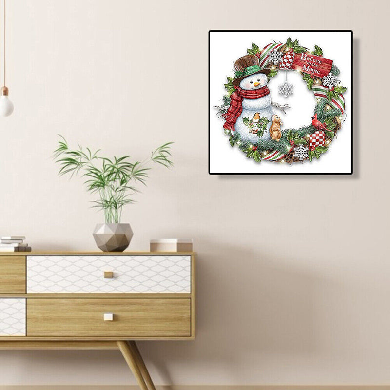 Snowman and Flowers Frameless Oil Paint by Numbers Hand Painted Art (S296)