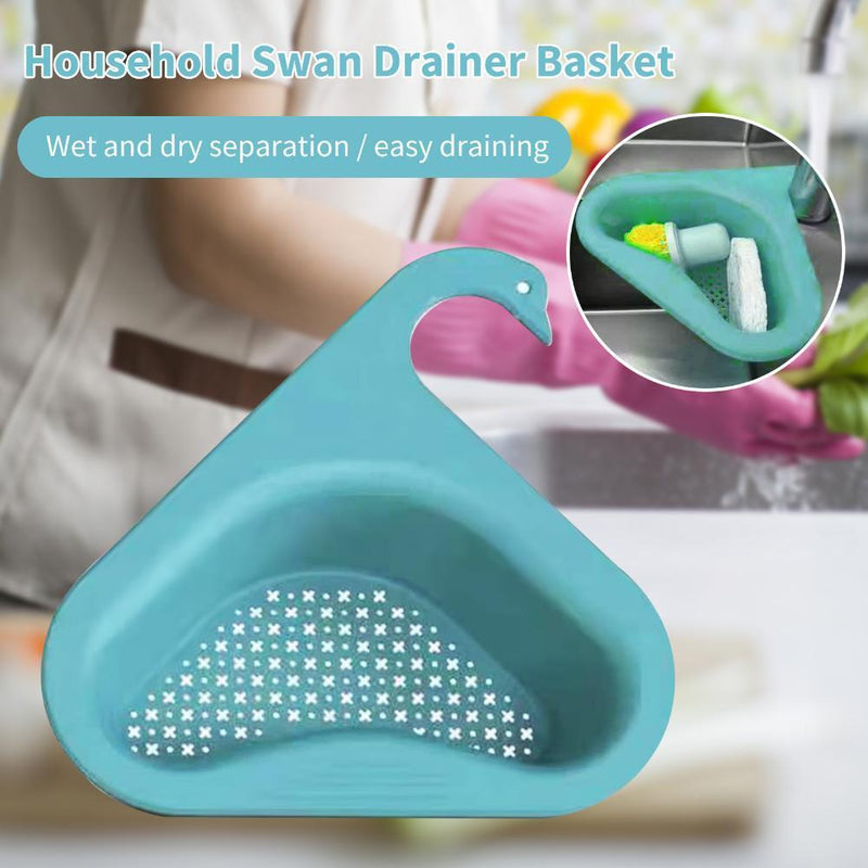 2pcs Kitchen Sink Strainer Fruit Vegetable Drain Hanging Baskets (Blue)