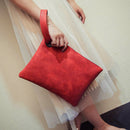 Women PU Leather Clutch Wristlets Purse Wallet Pure Color Handbags Red