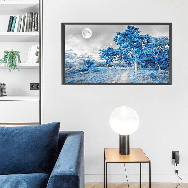 5D Diamond Painting Kit Blue Woods Full Round Drill DIY Landscape Wall Art