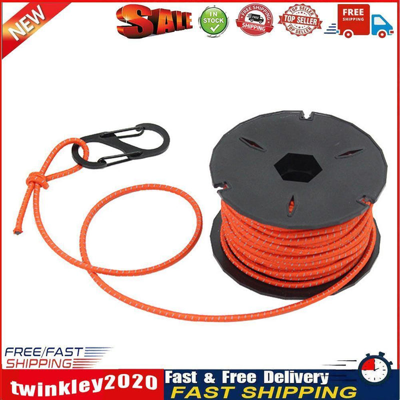 Elastic Reflective Outdoor Camping Tent Rope with Carabiner Hook (Orange) Newly