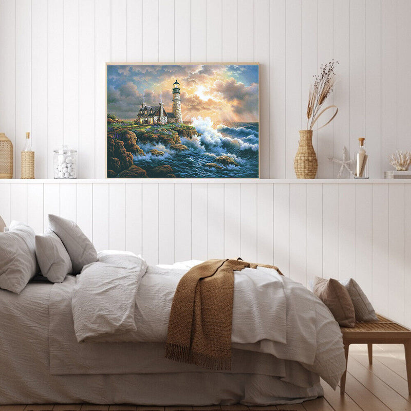 Lighthouse Landscape DIY Zero Base HandPainted Paint by Number Kits on Canvas