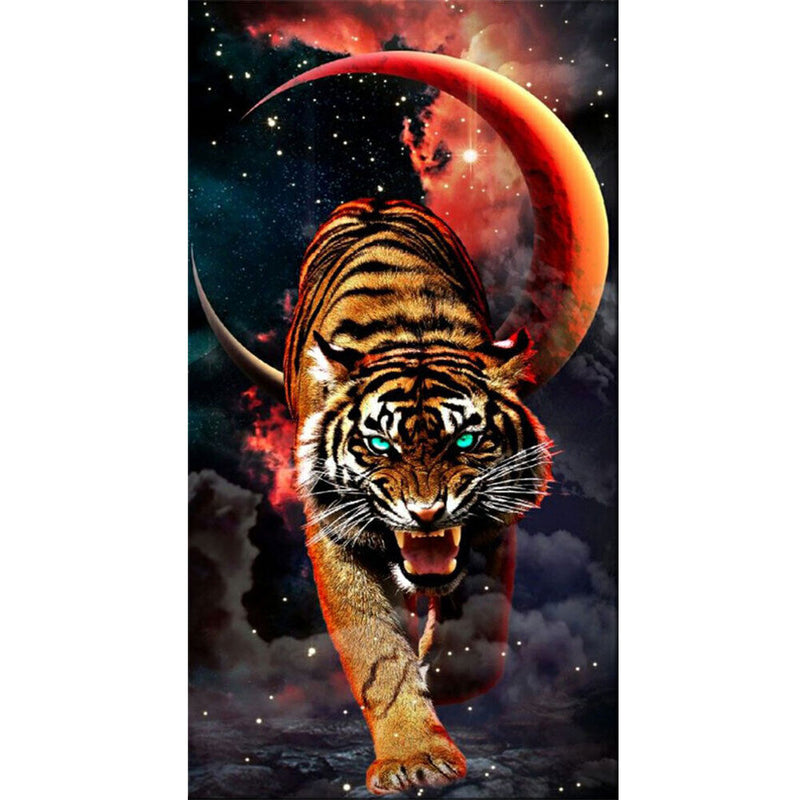 5D DIY Diamond Painting Kits Full Round Drill Moonlight Tiger Mosaic Art (Y64