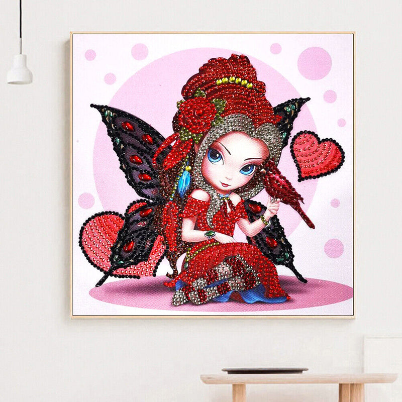 5D DIY Part Special Drill Diamond Painting Cartoon Girl Drawing (Pink)