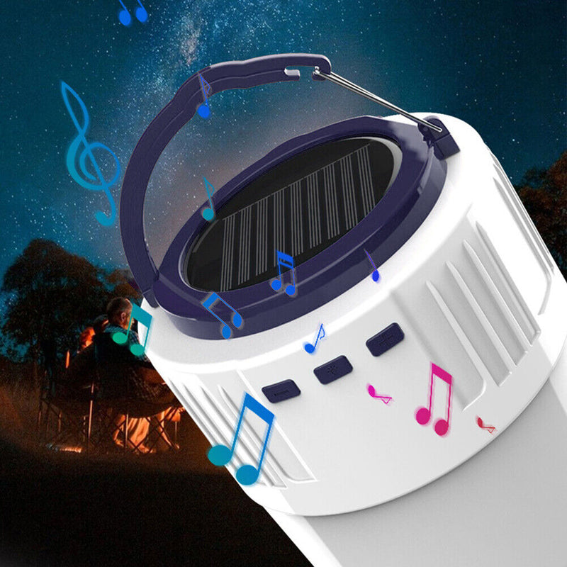 Solar Camping Light Bluetooth-compatible Audio Outdoor Tent Lamp (Blue) Newly