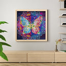 #A 5D Diamond Painting Kit Blue Flower Butterfly Partial Special Shape Drill D